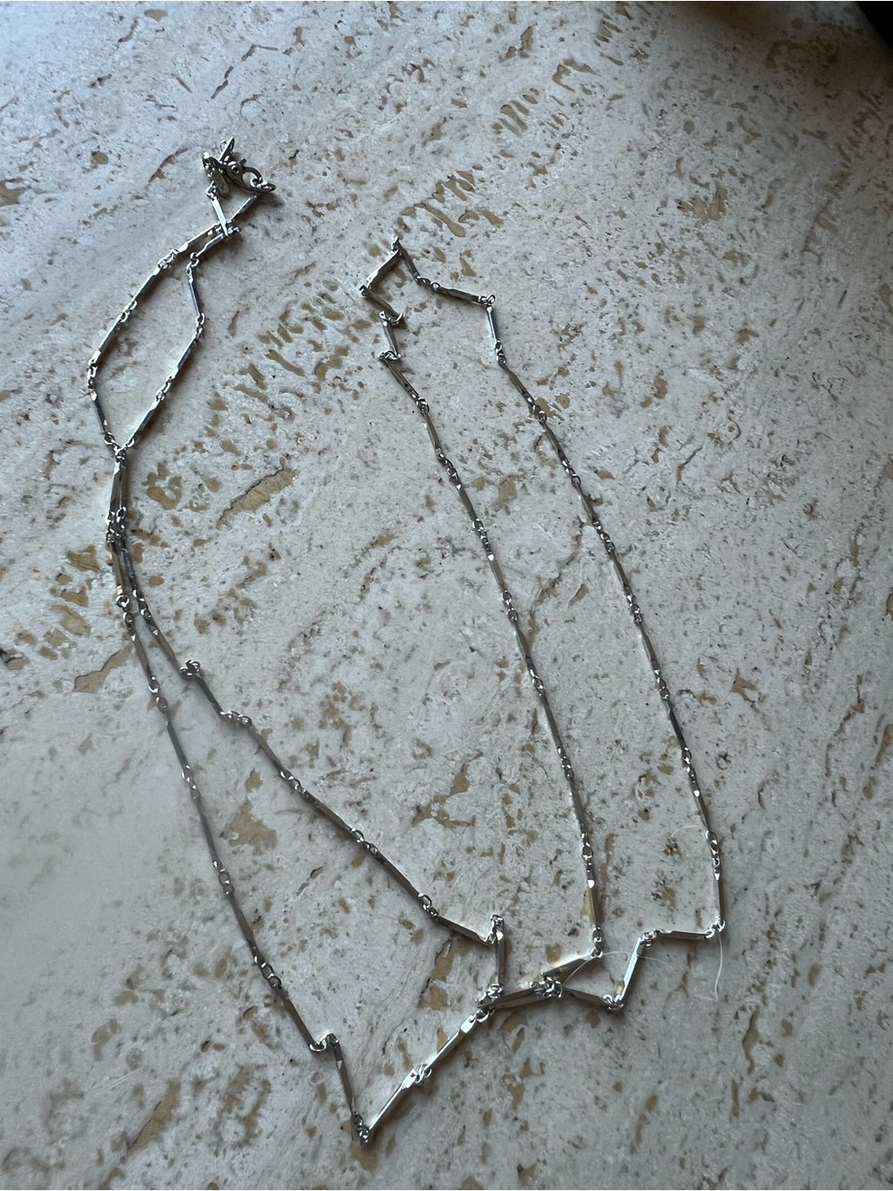 Vintage Monet Midcentury 60s 70s Silver Plate Bar Link Chain 36 inches